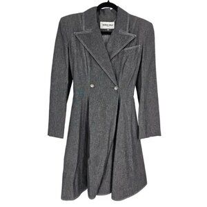 Patrick Kelly France Denim Peat Coat Pea Coat Charcoal Womens Sz M